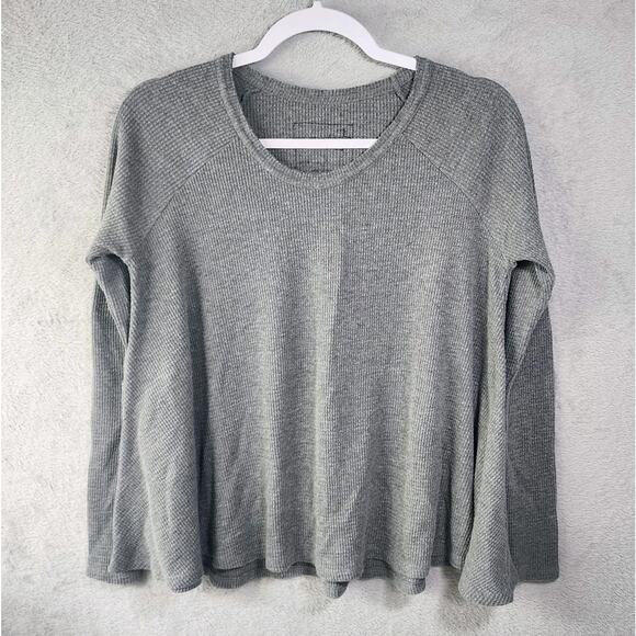 We The Free Tops - Free People We The Free Waffle Knit Thermal Top Grey Oversized Womens Small